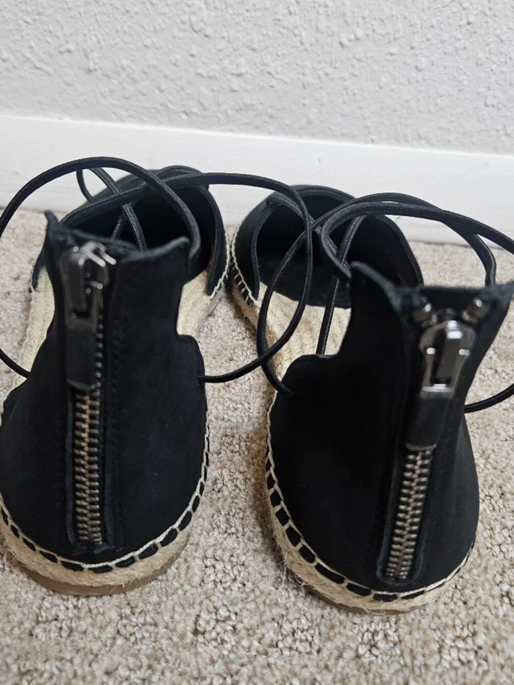 New EILEEN FISHER Black Lace-Up Espadrille Flat Sandal Women's 9 Summer Vacation